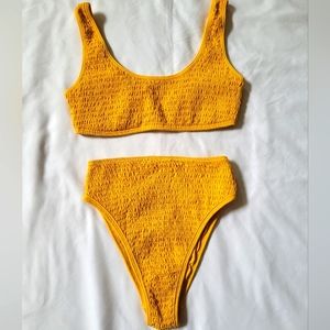 L Space Yellow Bikini Ruffle Texture